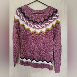 Old Navy Women's Sweater - Purple and Yellow Pattern